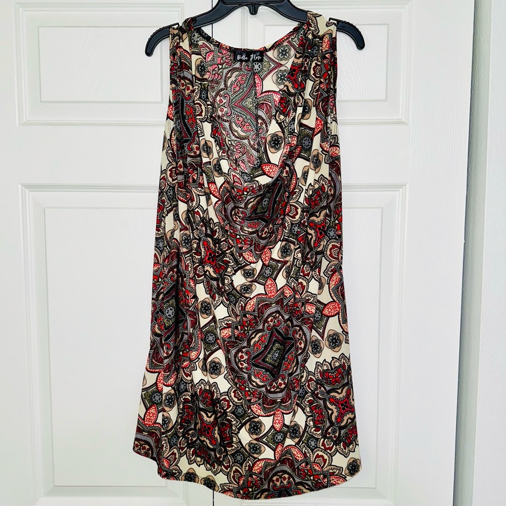 Ladies Bella Flore Sleeveless Draped Neck Tunic Paisley Size 2X